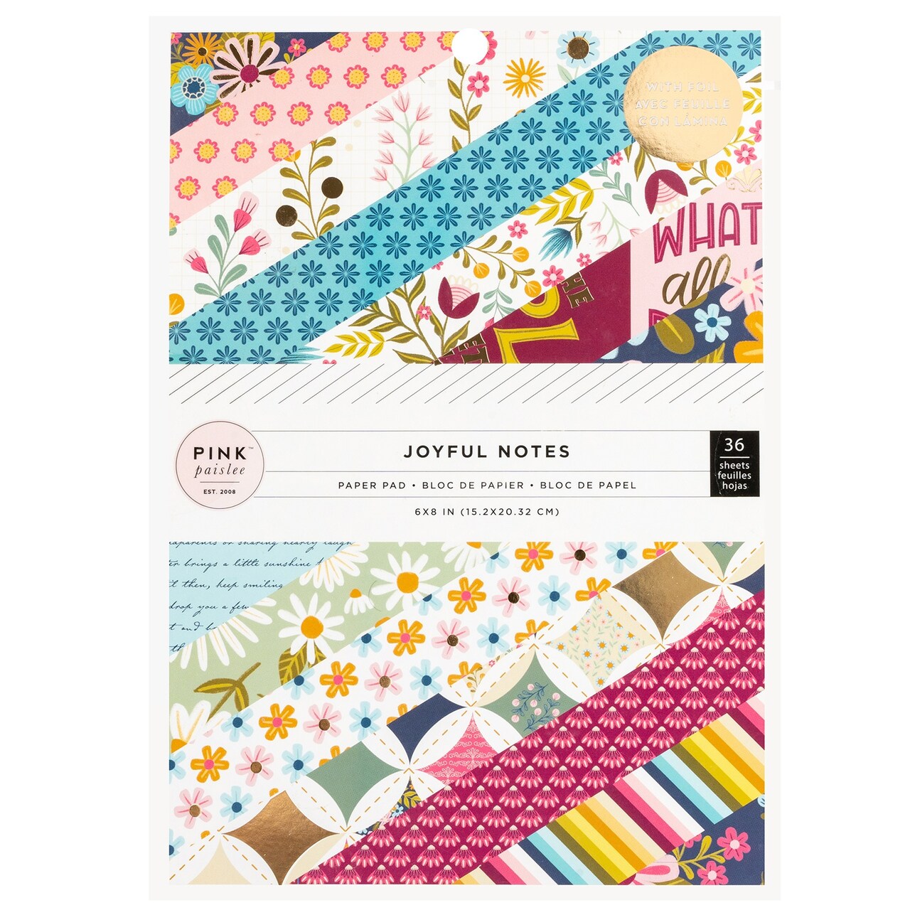Pink Paislee Joyful Notes 6x8" Paper Pad with Gold Foil Accents